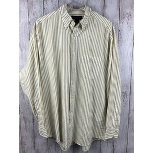 Brooks Brothers 1818 Long Sleeve Button Shirt Men's Medium Green Striped